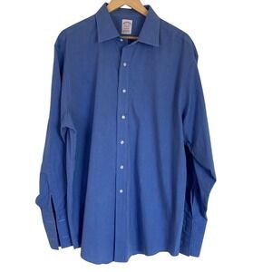 Brooks Brothers Men's Madison Blue Button Down Dress‎ Shirt Size 17.5 Cuff Link